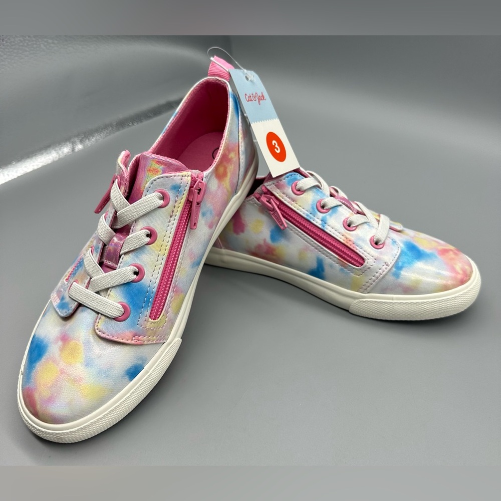 Cat & Jack Big Kids' Girls Multicolor/Lucian Two Zip Casual Sneakers